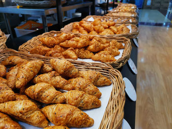 High angle view of food in basket on table