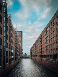 Canal amidst buildings against sky