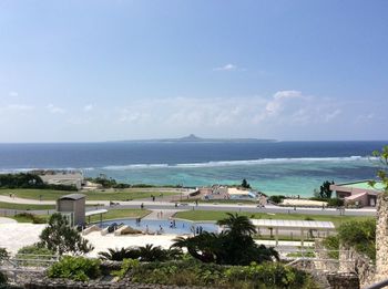 High angle view of beach against sky