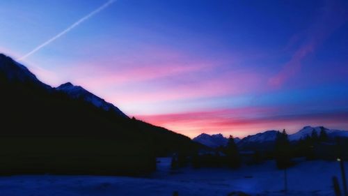 Scenic view of landscape against sky at sunset