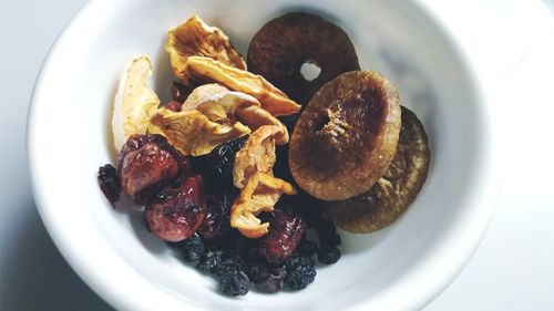 High angle view of breakfast served in plate
