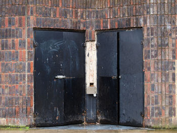 Closed door of building