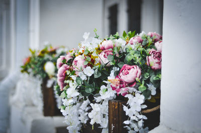 Bouquet close-up. flowers, street flowerbed.