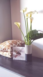 Close-up of vase on table at home