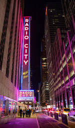 Illuminated city at night