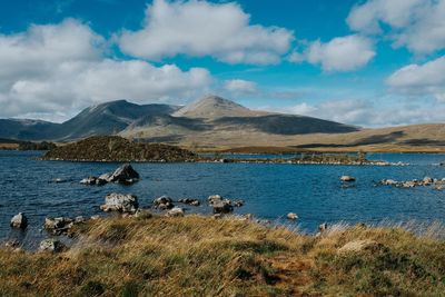 Scenic view of lake against sky