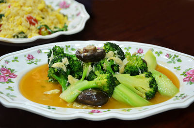 High angle view of meal served in plate