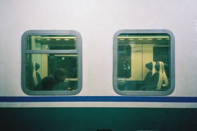Close-up of train window