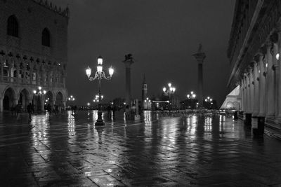 Illuminated piazza san marco at night