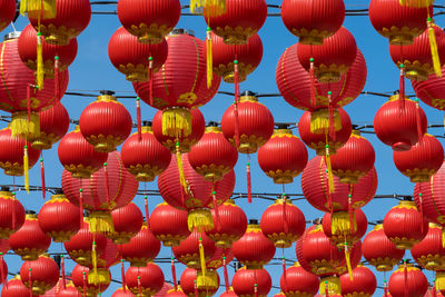 Low angle view of lanterns hanging