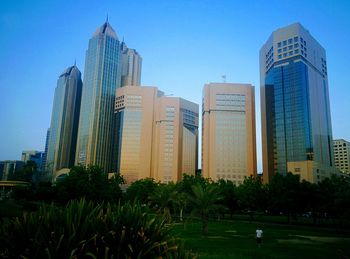 View of skyscrapers in city