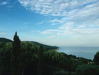 View of calm blue sea against the sky