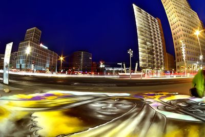 City lit up at night