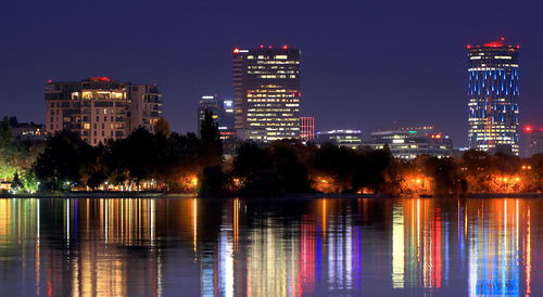Illuminated city at night