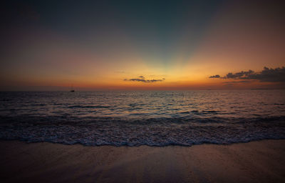 Scenic view of sea against sky during sunset