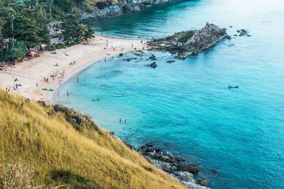 High angle view of beach