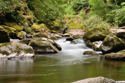 Water cascading through stones