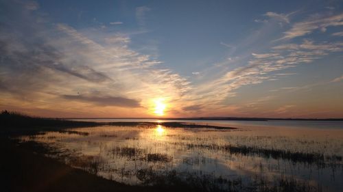 Scenic view of sunset over water