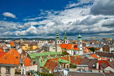 High angle view of townscape against sky