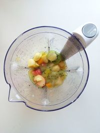 Close-up of food over white background