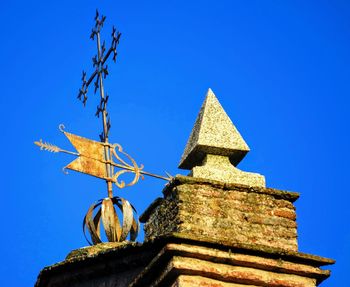 High section of church against clear blue sky