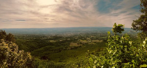 Scenic view of landscape against sky during sunset