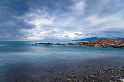 View of sea against cloudy sky