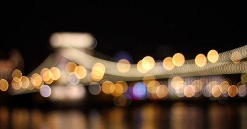 Defocused image of illuminated lights at night