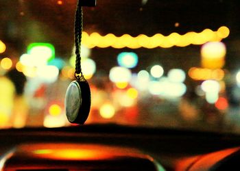 Close-up of illuminated car