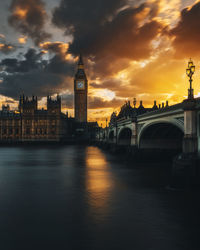 Sunset at the houses of parliament, westminster