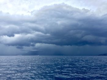 Scenic view of sea against cloudy sky