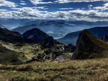 Scenic view of mountains against sky