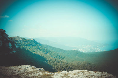 Scenic view of mountains against clear sky