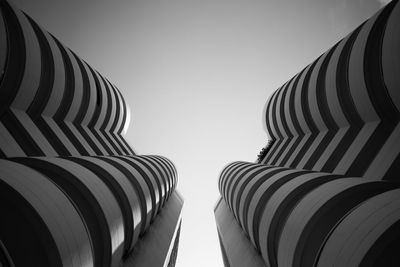 Low angle view of modern building against clear sky