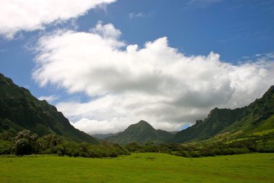 Scenic view of mountains against sky