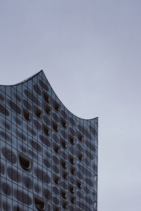 Low angle view of modern building against clear sky