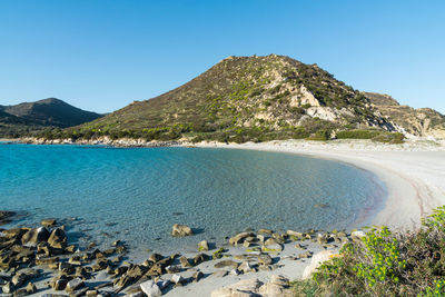 The beautiful sands of punta is molentis, near villasimius, sardinia