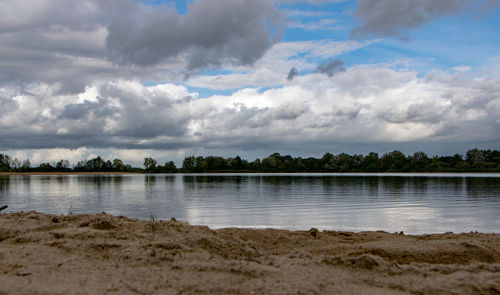 Scenic view of lake against sky