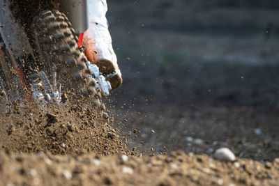 Debris on ground on a motocross track