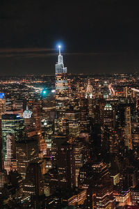 Illuminated cityscape at night