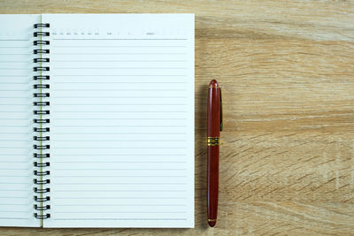 High angle view of pen on table