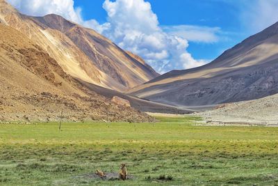 Scenic view of mountains against sky