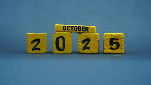 Close-up of toy blocks on table