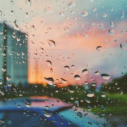 Close-up of water drops on glass