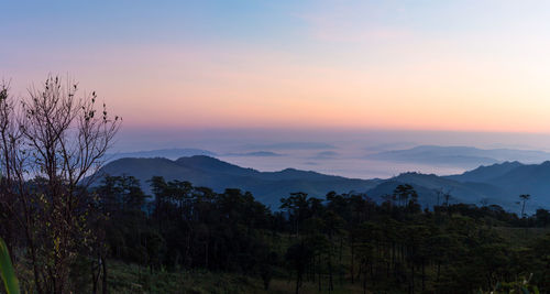 Scenic view of landscape against sky during sunset