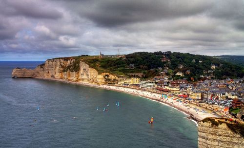 Panoramic view of sea against cloudy sky