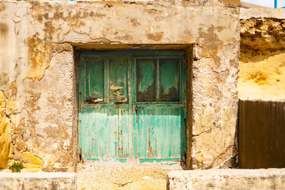Closed door of old building