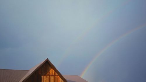 Rainbows over house against clear sky