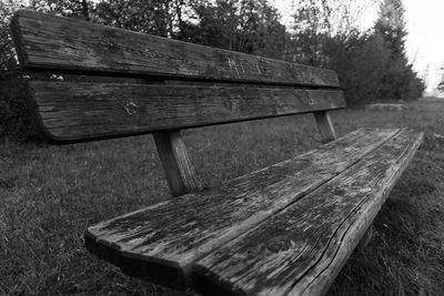 Empty bench in park