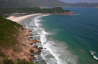 High angle view of beach